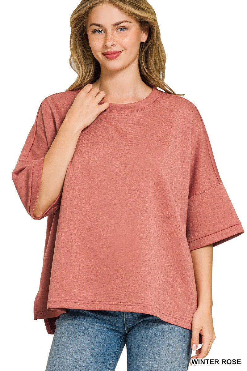 Scuba Round Neck Top - Winter Rose