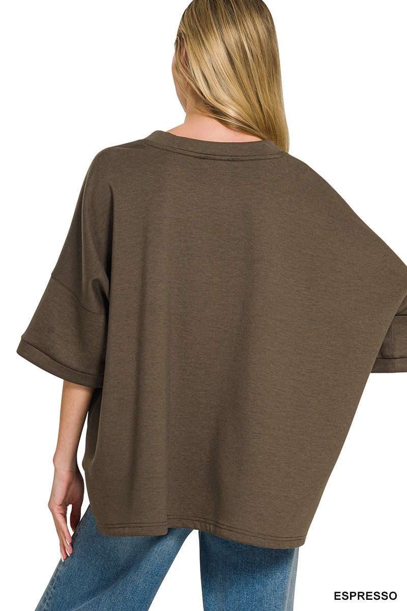 Scuba Round Neck Top - Espresso