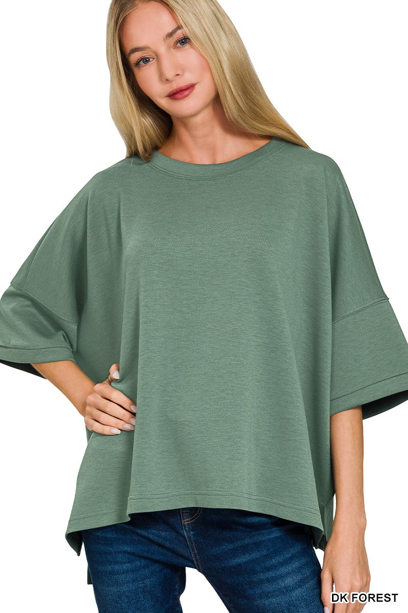 Scuba Round Neck Top - Dk Forest