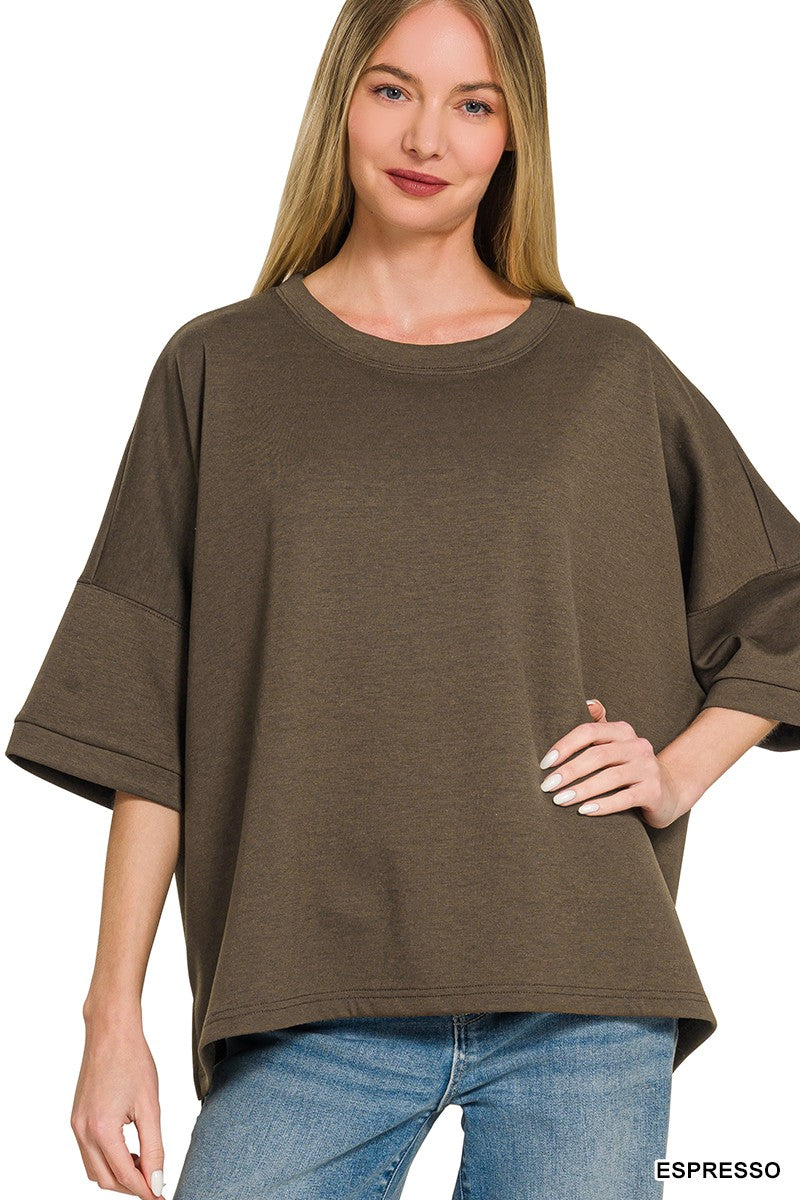 Scuba Round Neck Top - Espresso