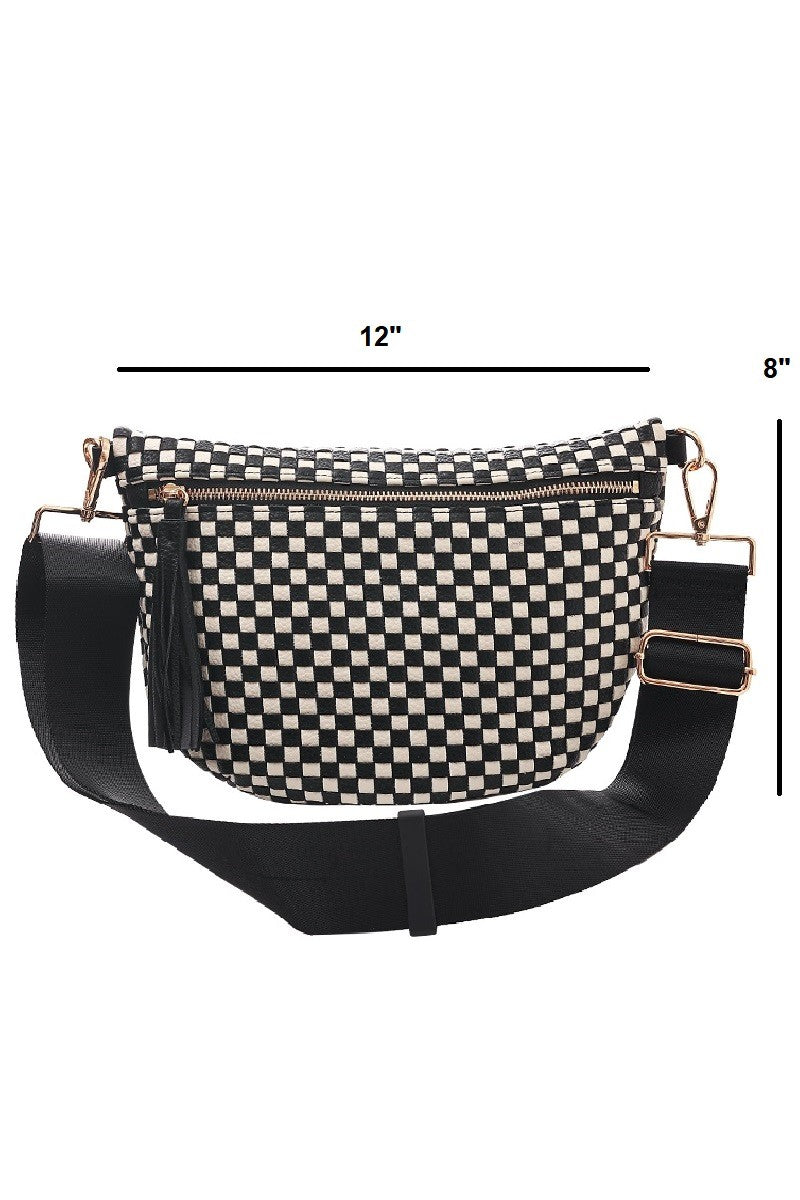 Woven Bum Bag - Black/White