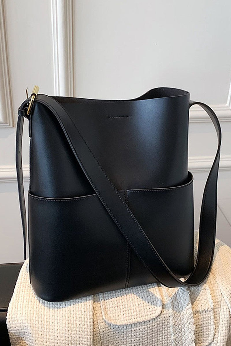 Minimalist Shoulder Tote Bag - Black