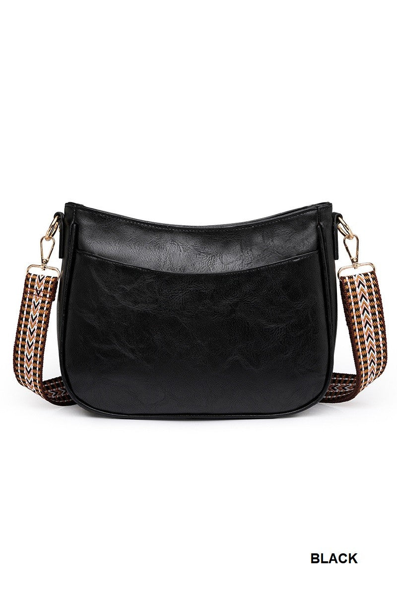 LEATHER MESSENGER BAG -Black