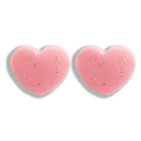 Clay Sparkle Heart Earrings, Pink