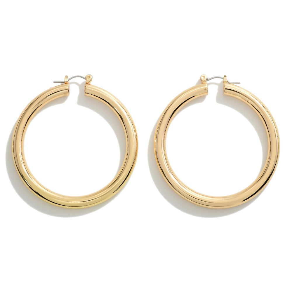 Chunky Brass Hollow Hoop Gold