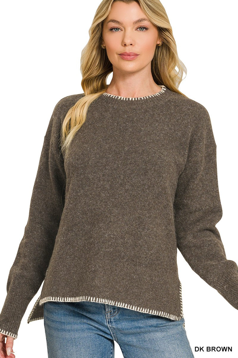 Stitch Detailed Sweater - Dk Brown