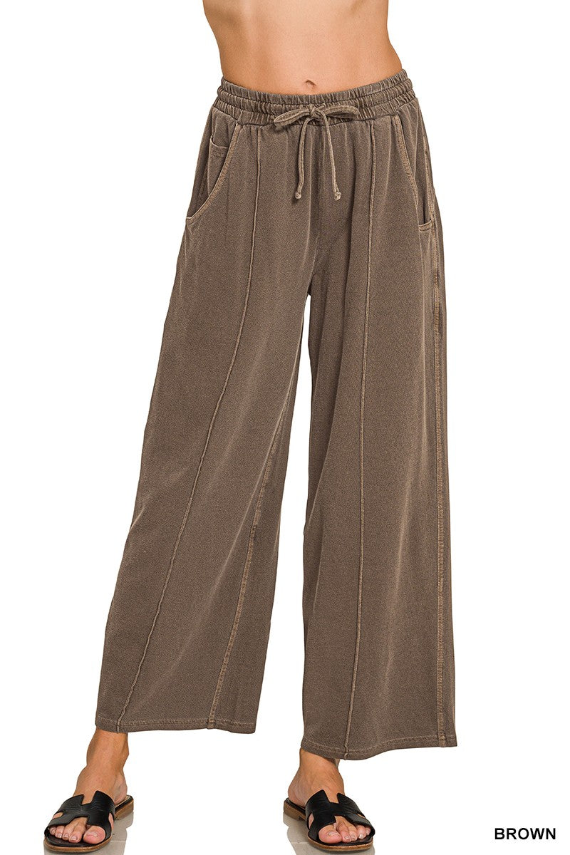 Wide Leg Pintuck Pants Ash Jade
