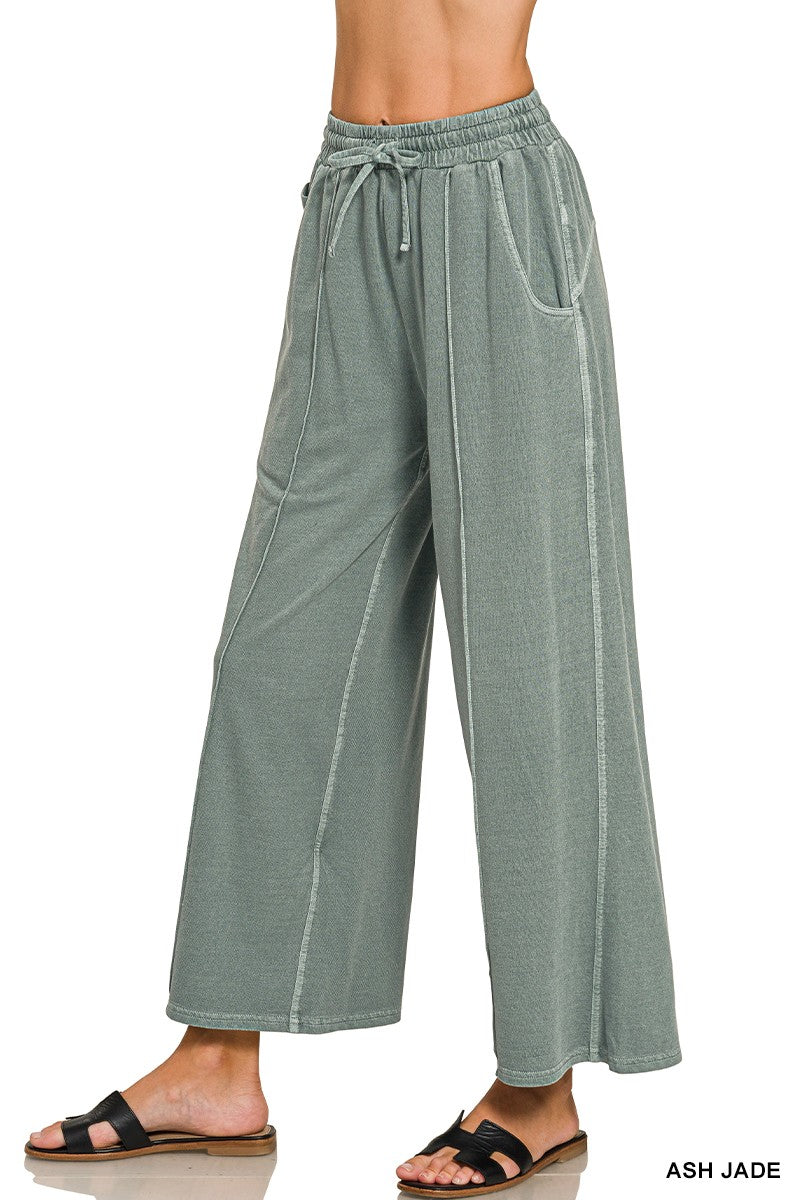 Wide Leg Pintuck Pants Ash Jade