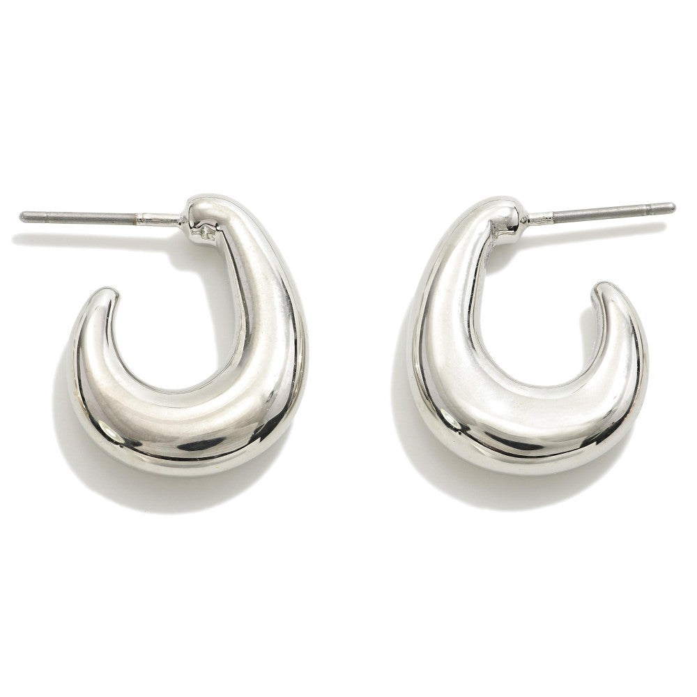 Simple Metal Curl Huggie Hoop Earrings