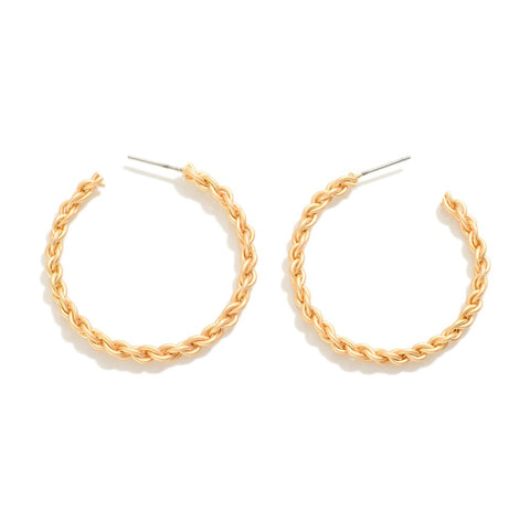 2" Matte Chain Link Hoop Earrings, Gold