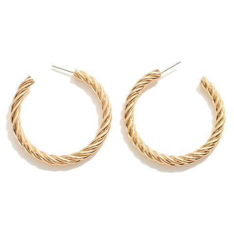 2" Twisted Hoop Earrings, Gold