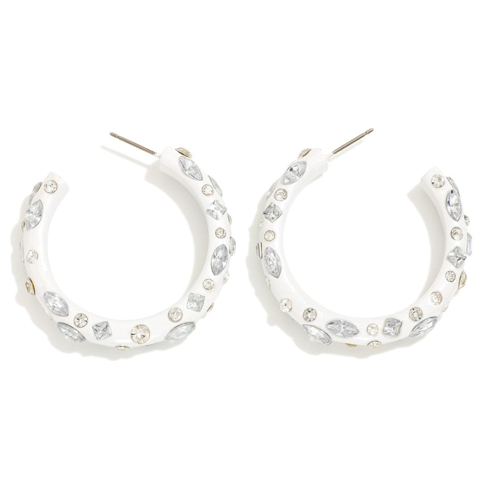 Rhinestone Studded Hoop Earrings