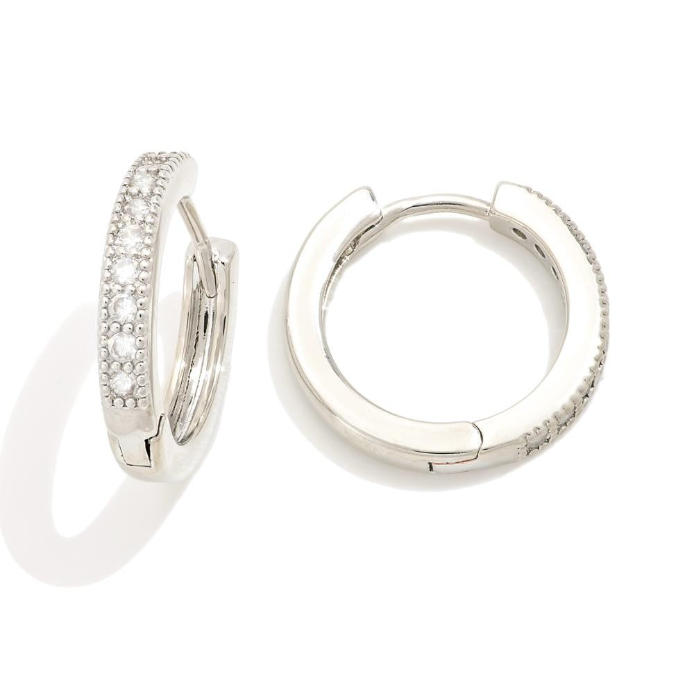 Cubic Zirconia Hoop Earrings - SIlver