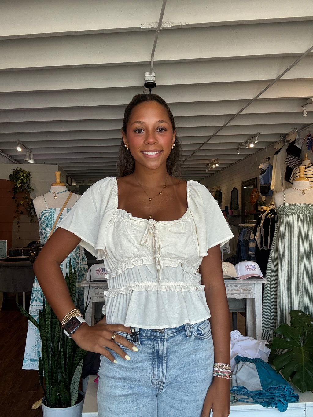Airflow Ruffle Peplum Tie Front Top
