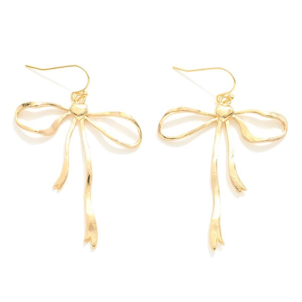 Metal Bow Drop Earrings