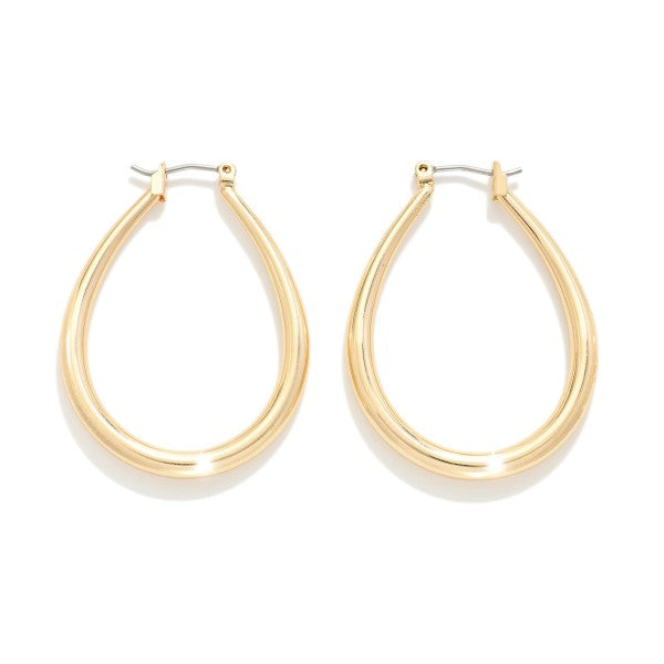 Gold Tapered Hollow Coated Brass Hoop Earrings