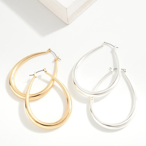 Tapered Hollow Coated Brass Hoop Earrings