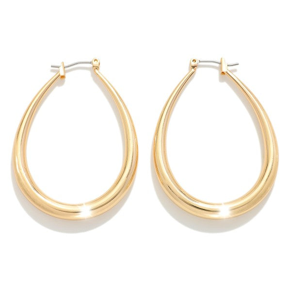Gold Tapered Hollow Coated Brass Hoop Earrings