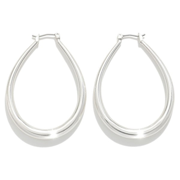 Tapered Hollow Coated Brass Hoop Earrings