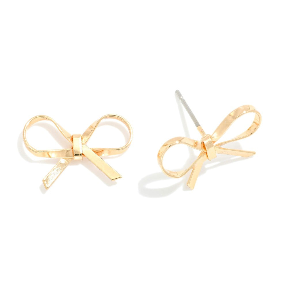 Dainty Metal Bow Stud Earrings