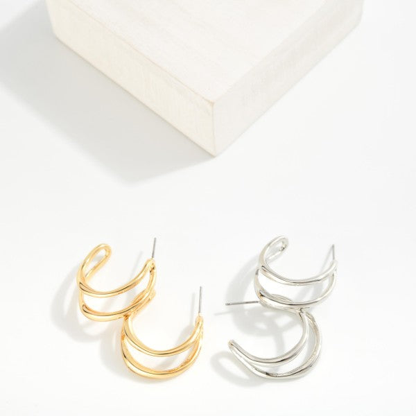 Layered Wavy Hoop Earrings