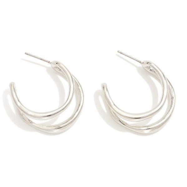 Layered Wavy Hoop Earrings