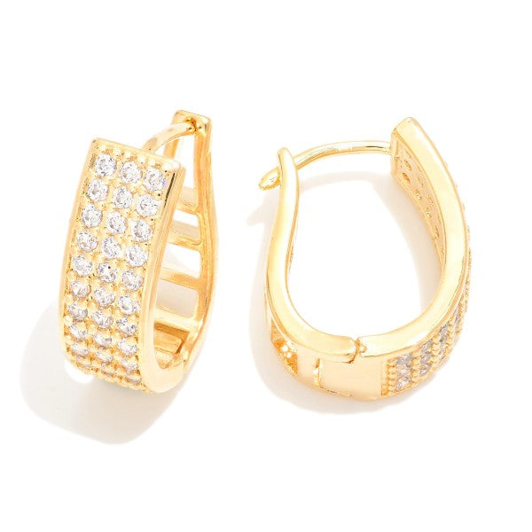 Pave Cubic Zirconia Hoop Earrings