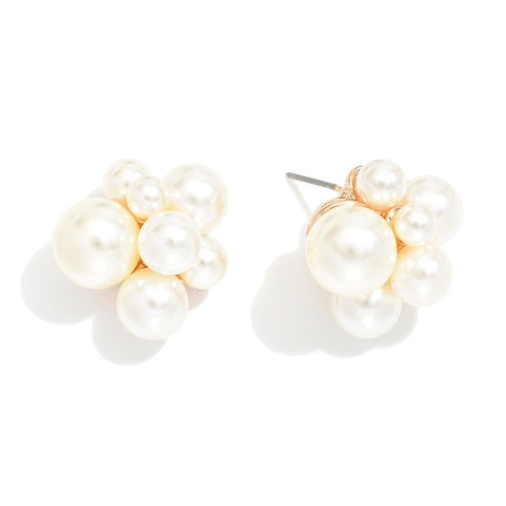 Pearl Cluster Stud Earrings