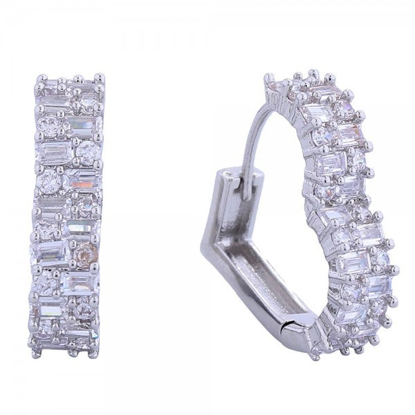 Cubic Zirconia Heart Hoop Earrings