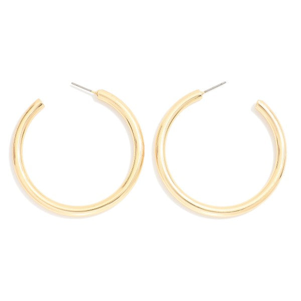 Simple Metal Tone Hoop Drop Earrings