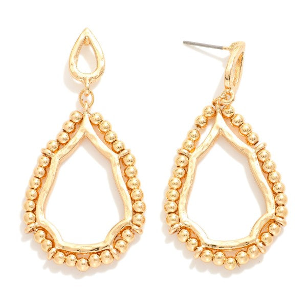 Linked Tear Drop Gold Earrings