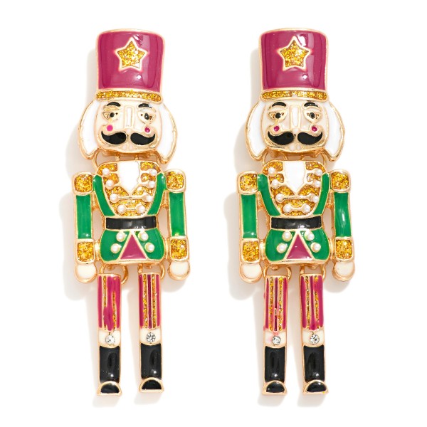 Enamel Nutcracker Drop Earrings