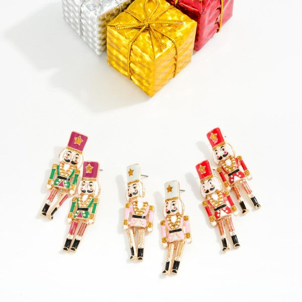 Enamel Nutcracker Drop Earrings
