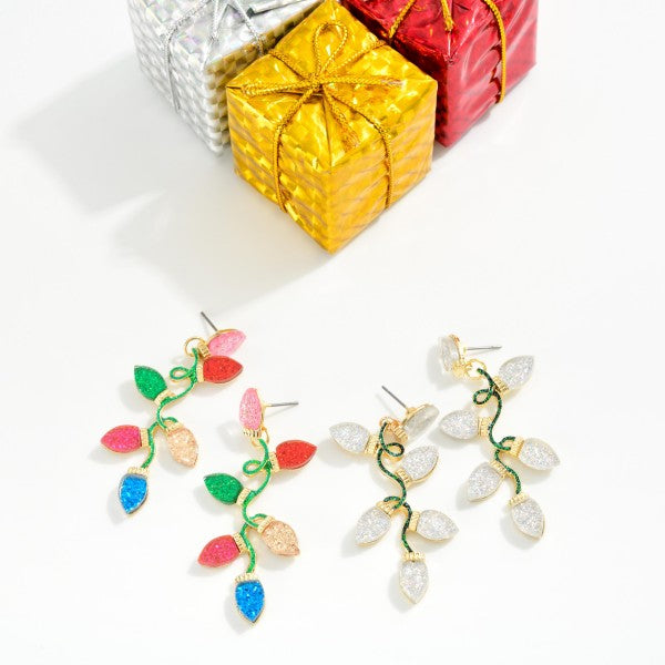 Rhinestone Christmas Lights Drop Earrings
