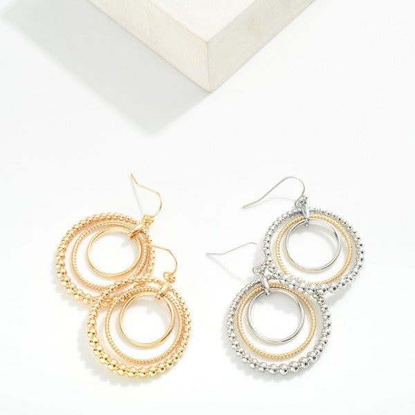 Linked Hoop Drop Earrings Featuring Beaded Detail