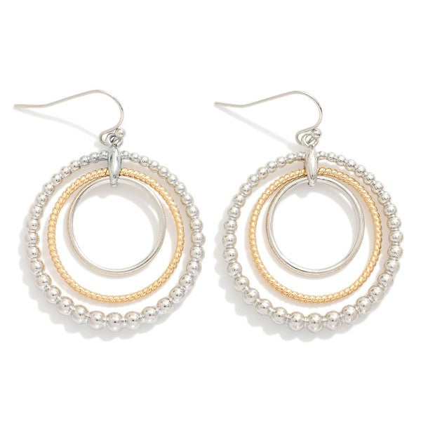 Linked Hoop Drop Earrings Featuring Beaded Detail
