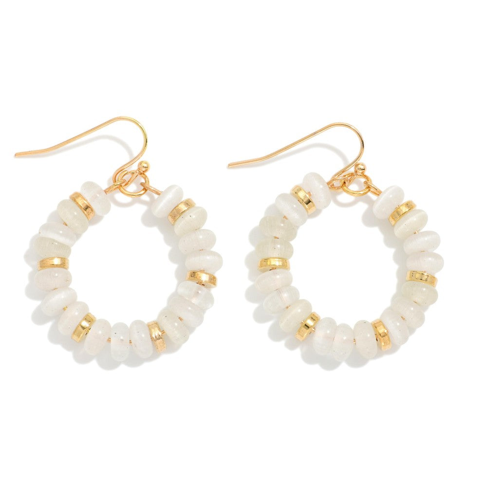 Candy Beaded Hoop Earrings Featuring Gold Tones