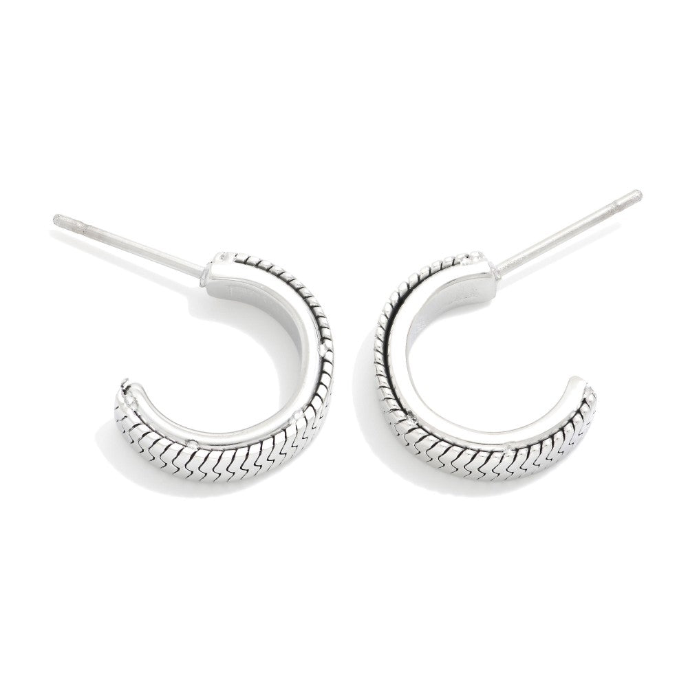 Herringbone Chain Link Hoop Earrings