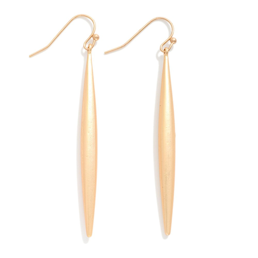Long Metal Tone Tappered Drop Earrings