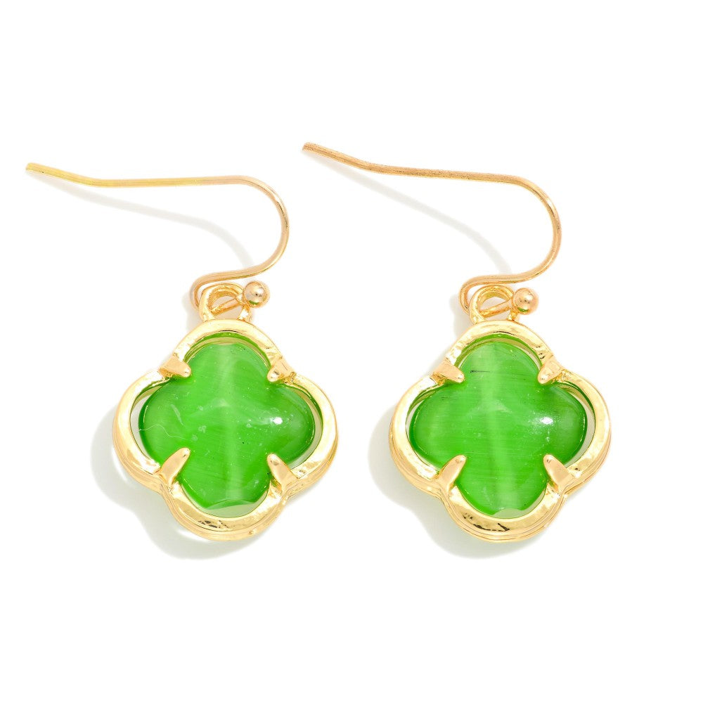 Acetate & Metal Clover Drop Earrings