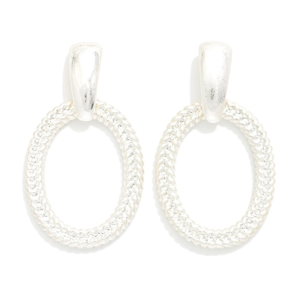 Braided Metal Oval Drop Earring