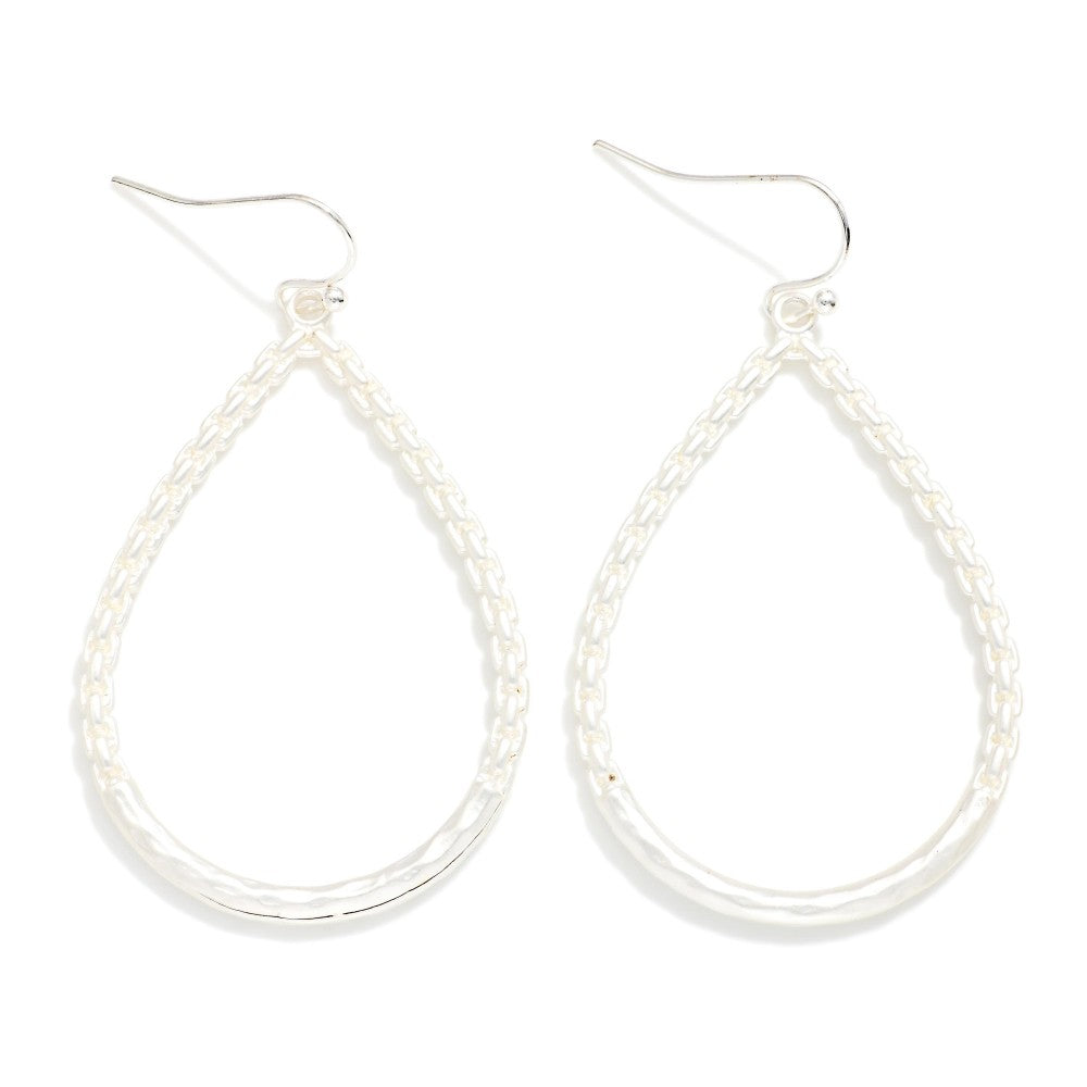 Chain Link Teardrop Drop Earring - Silver