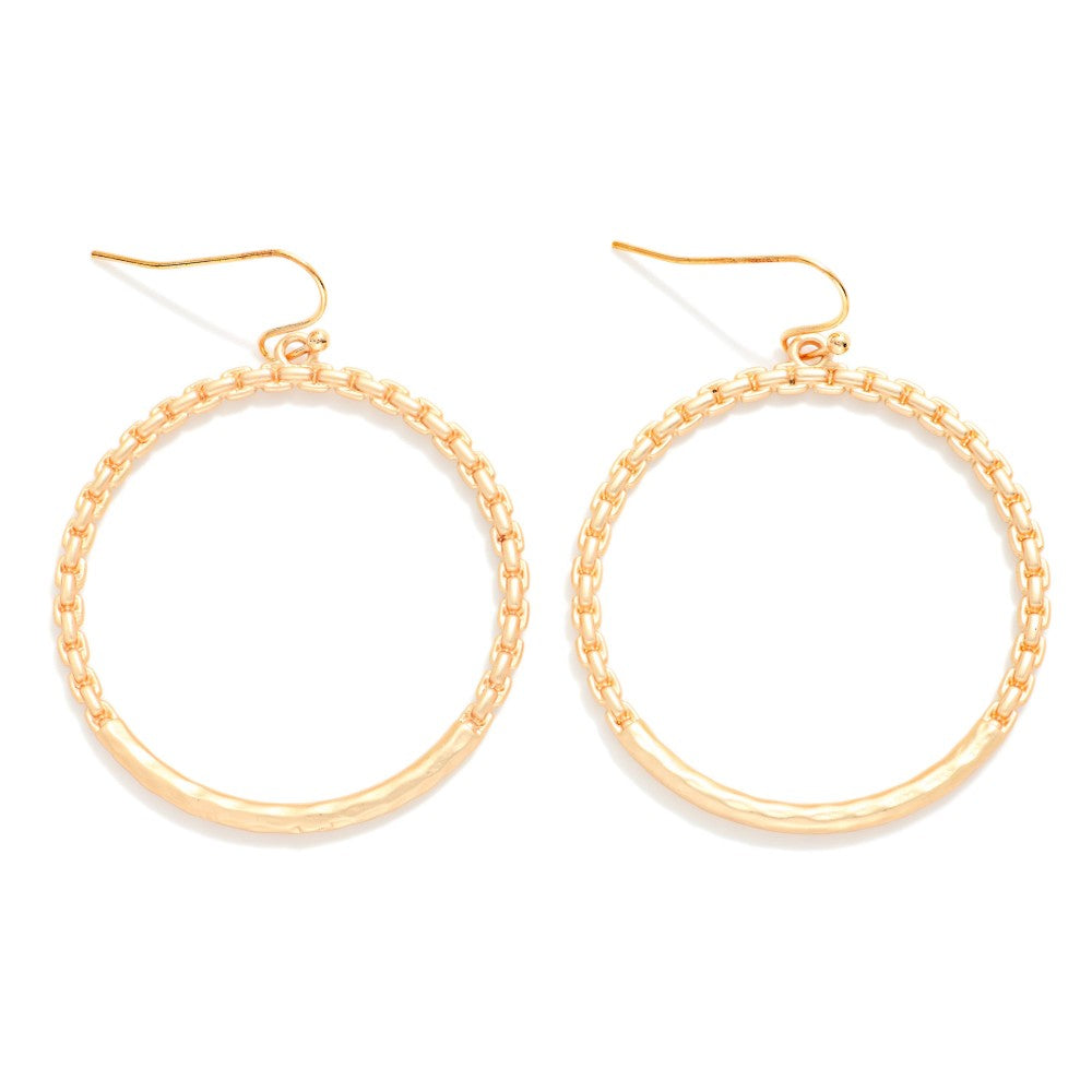 Chain Link Circle Post Drop Earring Gold
