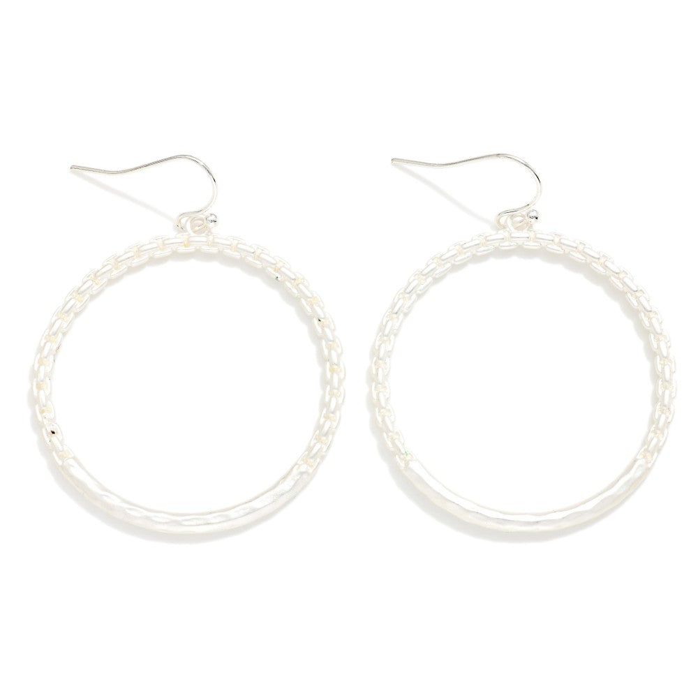 Chain Link Circle Post Drop Earring Silver