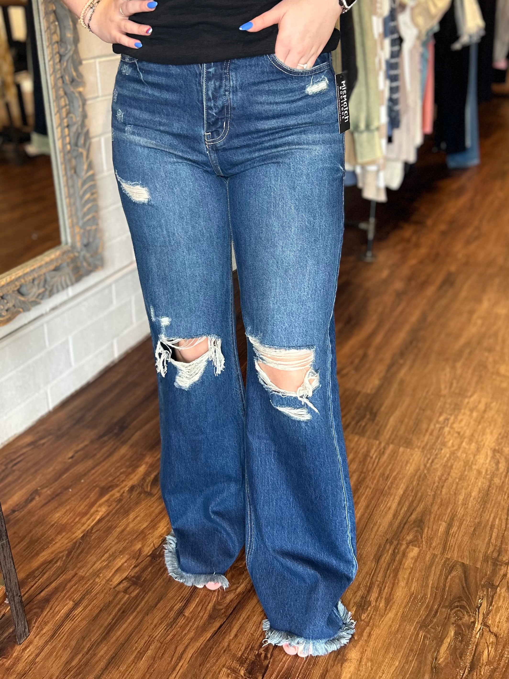 90’S ULTRA HIGH RISE FRAY HEM FLARE
