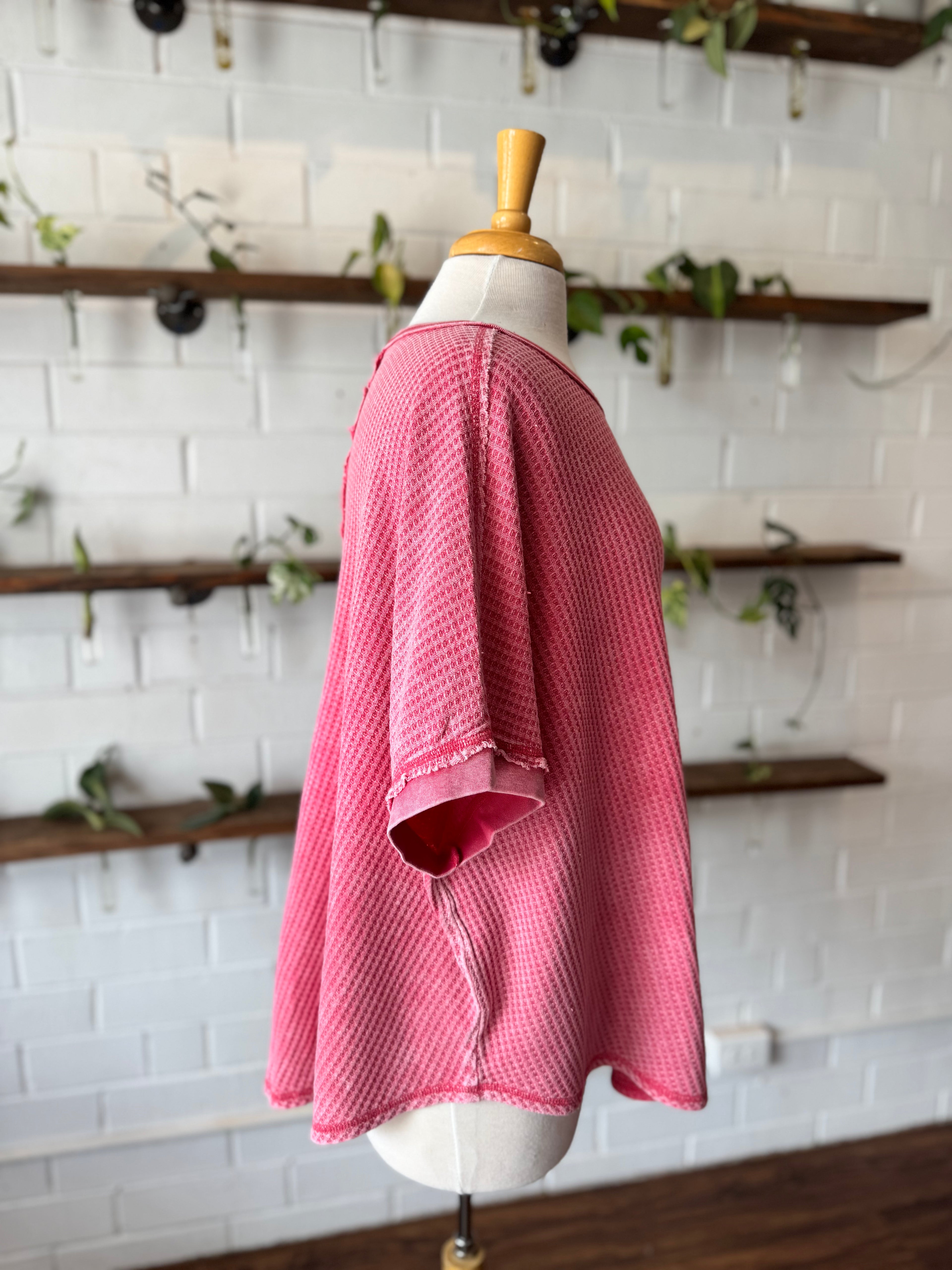 Pink Waffle Knit Tee