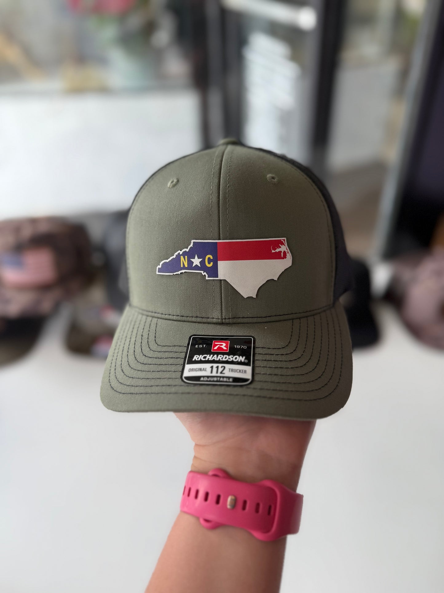 "North Carolina" Green Front Black Mesh Richardson 112 Hat