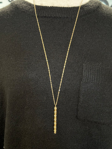 Spiral Faceted Bar Long Necklace, Gold