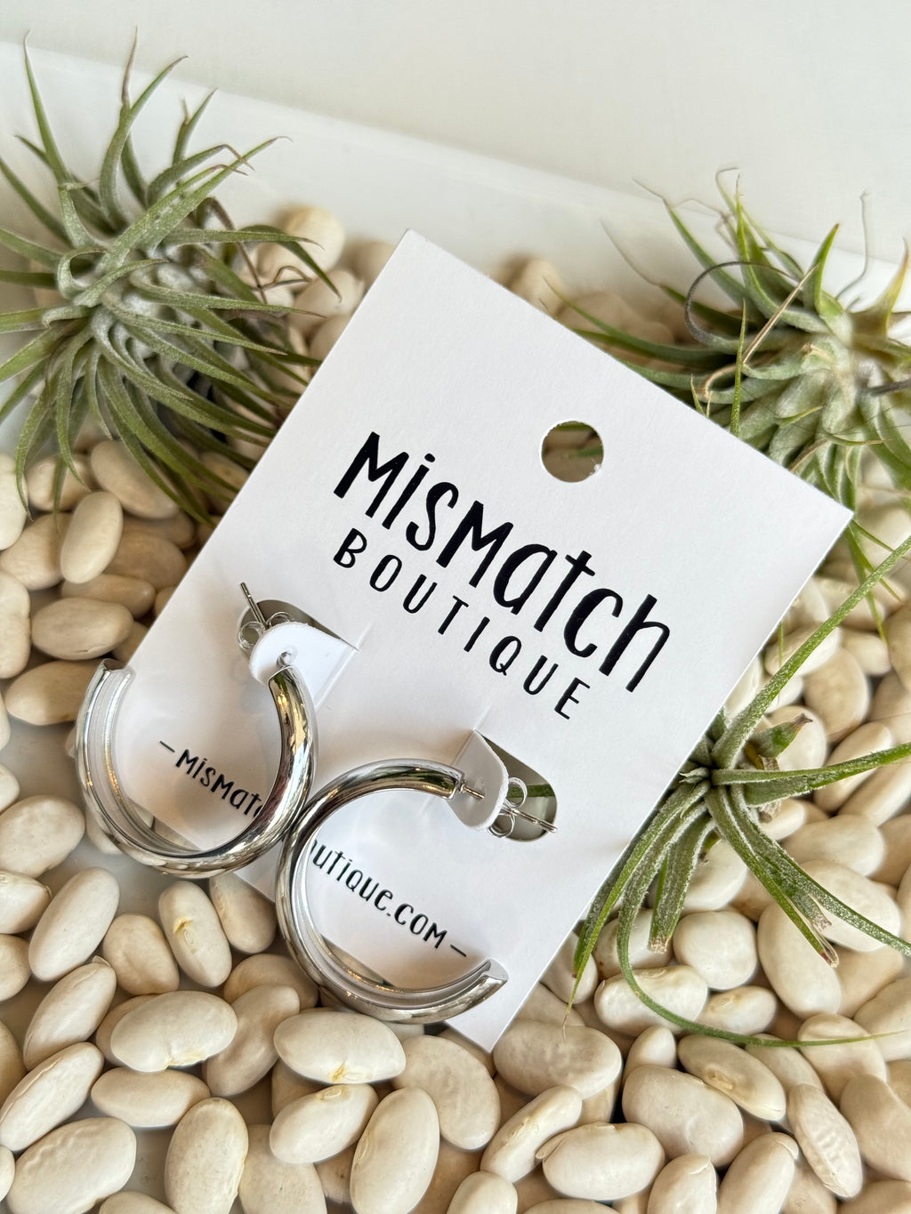 Hypoallergenic Silver Hoop Earrings Crescent
