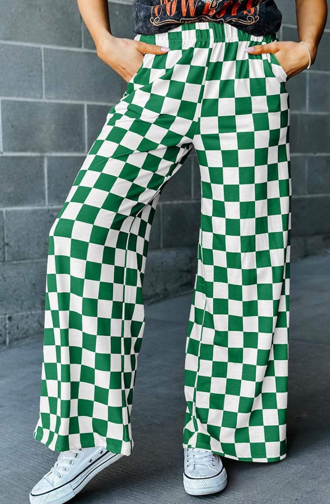 Hunter Green & White Checkered Pants